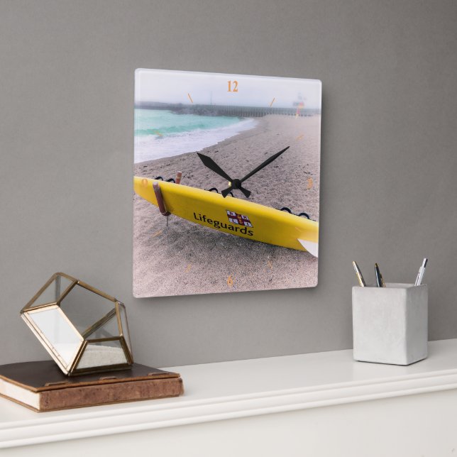 Surfing to the Rescue, West Bay, Dorset Square Wall Clock (Office)
