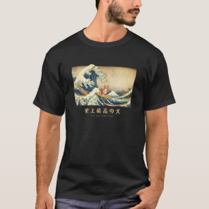 Surfing Tri Color Corgi Kanagawa Wave Japanese Dog T-Shirt