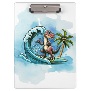 Surfing tropical dinosaur clipboard