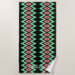 Surfing Tropical Hawaii Modern Summer Custom Name Beach Towel
