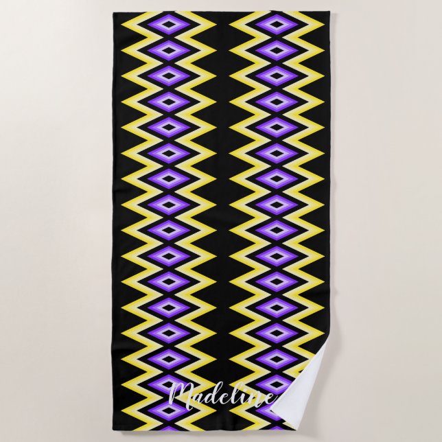 Surfing Tropical Reggae Modern Summer Custom Name  Beach Towel (Front)