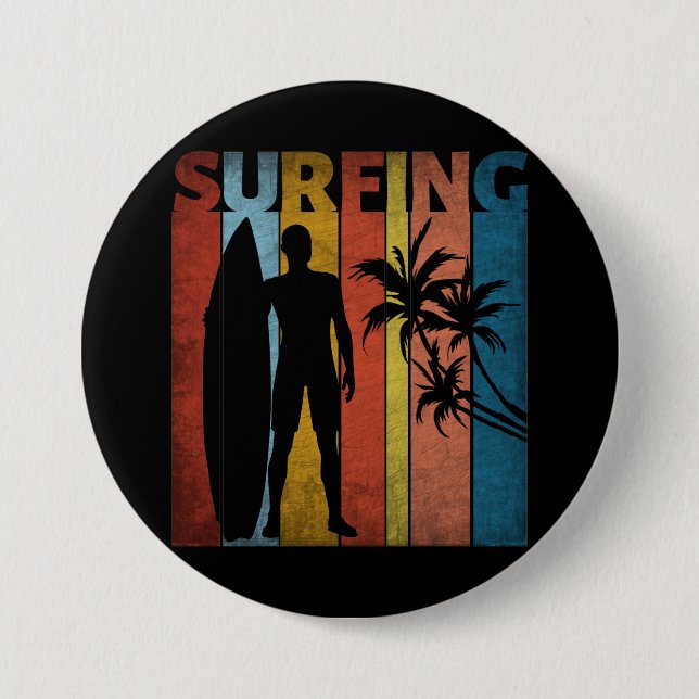 SURFING TROPICAL SUMMER 7.5 CM ROUND BADGE (Front)