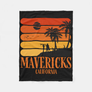 Surfing Vintage Mavericks Beach California Retro S Fleece Blanket