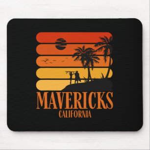 Surfing Vintage Mavericks Beach California Retro S Mouse Pad