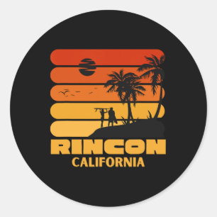 Surfing Vintage Rincon Beach California Retro Surf Classic Round Sticker