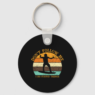 Surfing Vintage Surfer Beach Sunset Surf Key Ring
