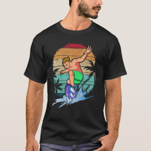 Surfing Water Sport Waves Ocean Retro Tropical Sur T-Shirt
