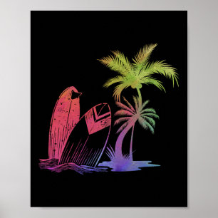 Surfing Water Surfer Palm Trees Surfboard Surfer S Poster