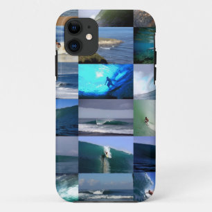 Surfing waves montage iPhone 11 case