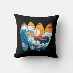 Surfing Waves Surfboards Cushion