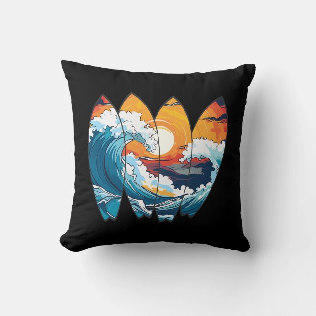 Surfing Waves Surfboards Cushion (Front)
