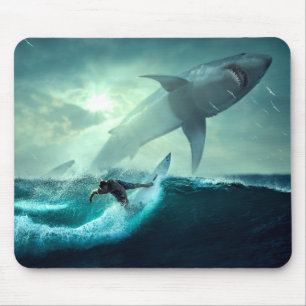 Surfing with Sharks Mouse Pad