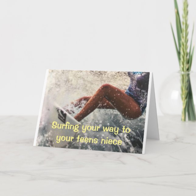 SURFING YOUR WAY TO YOUR TEENS "13th" NIECE Card (Front)
