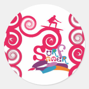 SURFMMER ANGELA SURF BY MASANSER PIXELAT CLASSIC ROUND STICKER