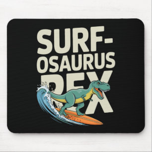 Surfosaurus Rex Funny Surfing Dinosaur Mouse Pad