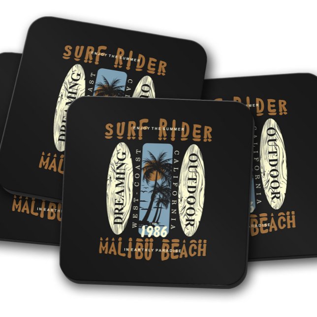 Surfrider Malibu Beach | Surfboard Coaster Set (Creator Uploaded)