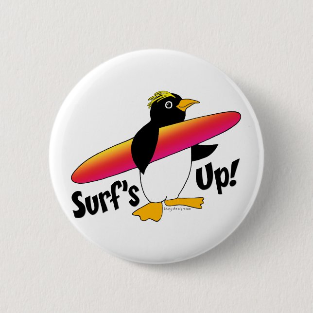 Surf's Up! 6 Cm Round Badge (Front)