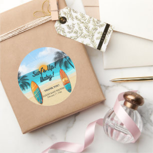 Surf's Up Baby - Baby Shower Classic Round Sticker