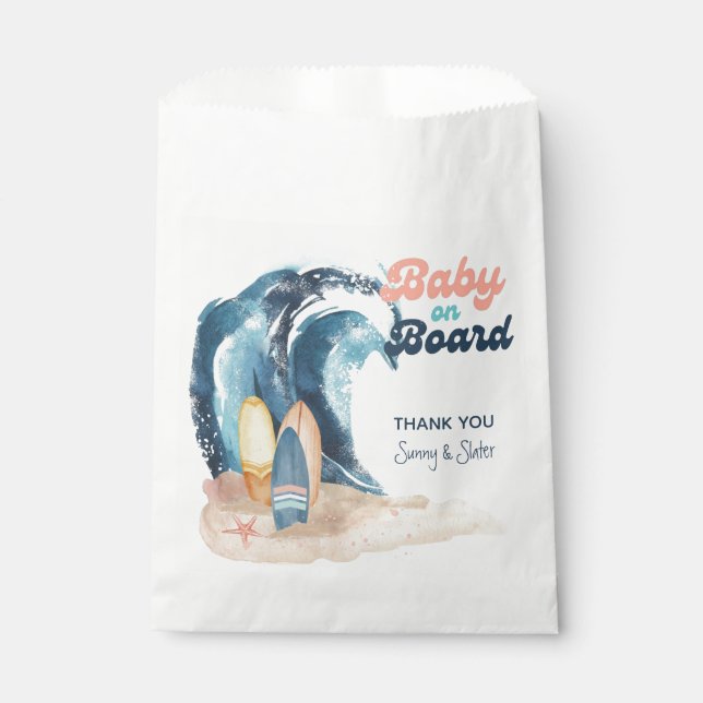 Surf's Up | Beach Baby On Board Baby Shower Favour Bag (Front)