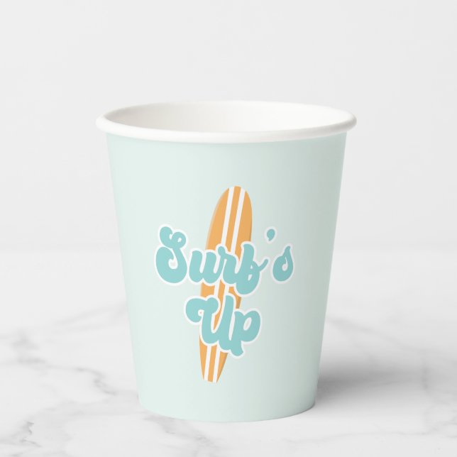 Surfs Up Beach Birthday Paper Cups (Front)