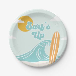 Surf's Up Beach Birthday Paper Plate