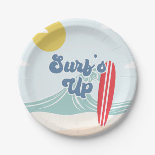 Surfs Up Beach Birthday Paper Plate