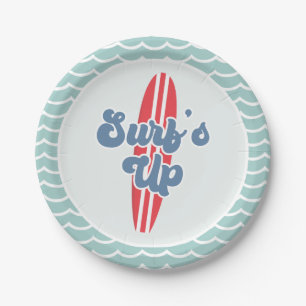 Surfs Up Beach Birthday Paper Plates
