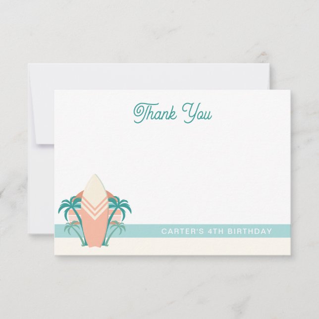 Surf's Up Beach Retro Thank You Card (Front)