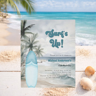 Surf's up beach surfboard retro birthday party