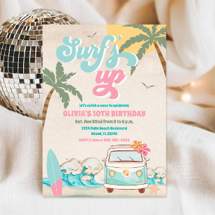 Surfs Up Birthday Beach Party Invitation