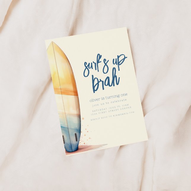 Surf's Up Brah Surfing Beach Birthday Invite (Creator Uploaded)