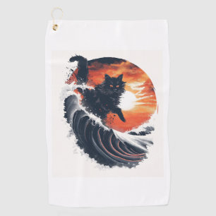 Surf's Up Cat Golf Towel