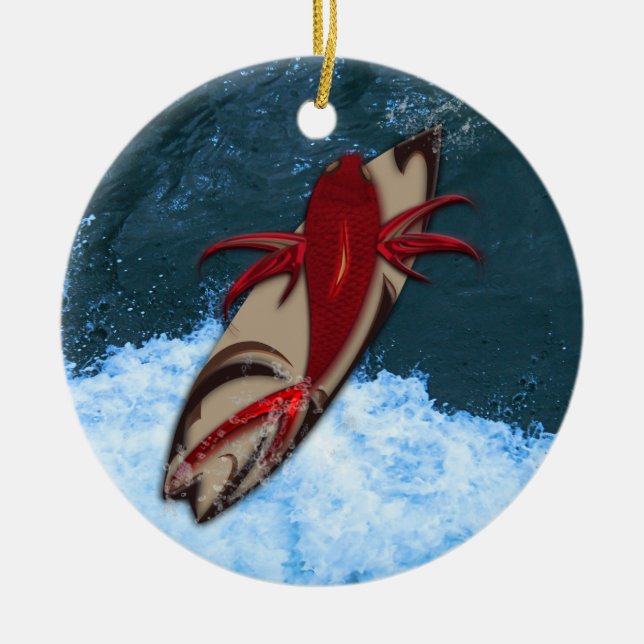 Surf's Up Ceramic Tree Decoration (Front)