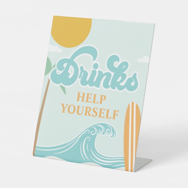 Surf's Up DRINK sign Beach Birthday Food (Front)