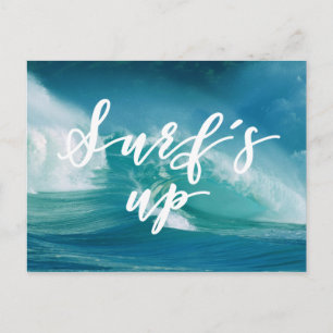 Surf's Up   Fun Typography & Quote Postcard