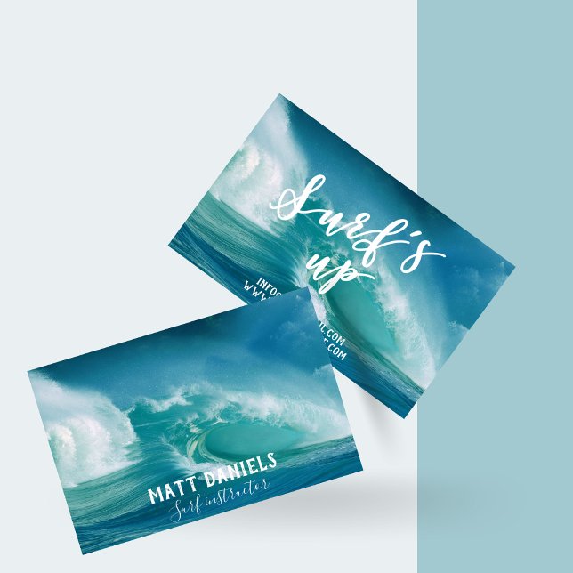 Surf's Up | Fun Typography & Quote Surf Instructor Business Card (Creator Uploaded)