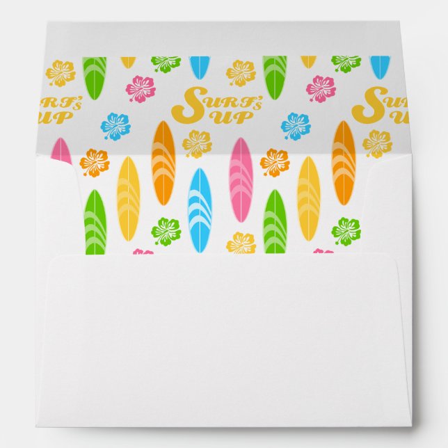 Surf's up Girly Birthday Party Envelope (Back (Bottom))