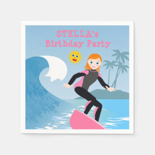 Surf's up Girly Birthday Party Napkin
