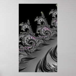 Surf's Up! Gunmetal Grey Fractal Abstact Art Poster