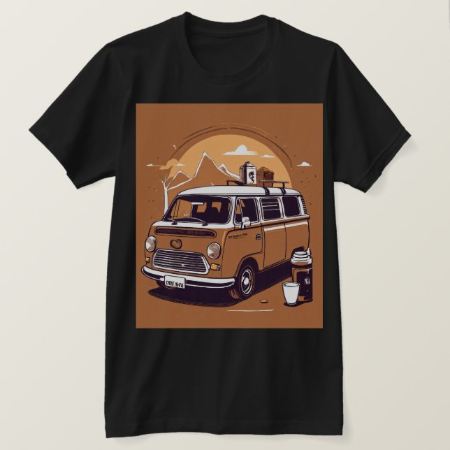 "Surf's Up: Happy Camper Van Sticker" T-Shirt (Design Front)