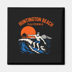 Surfs Up Huntington Beach California Retro Mens Be Magnet