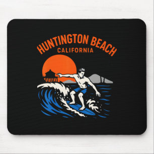 Surfs Up Huntington Beach California Retro Mens Be Mouse Pad