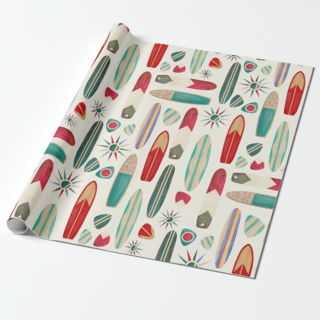 Surfs Up in the 1950's Wrapping Paper (Unrolled)