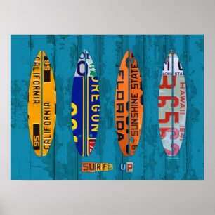 Surf's Up License Plate Art Poster
