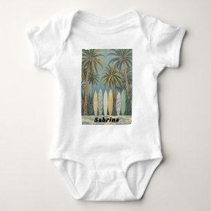 Surf's Up, Pastel Style Personalised Baby Bodysuit