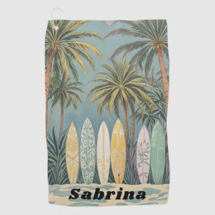 Surf's Up, Pastel Style Personalised Golf Towel