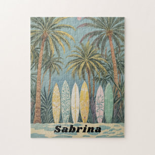 Surf's Up, Pastel Style Personalised Jigsaw Puzzle