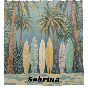 Surf's Up, Pastel Style Personalised Shower Curtain