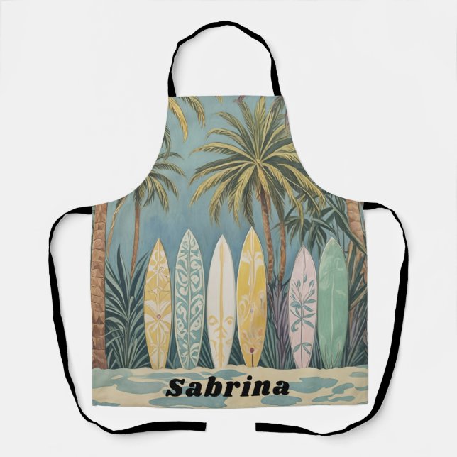 Surf's Up, Pastel Style Personalized Apron (Front)
