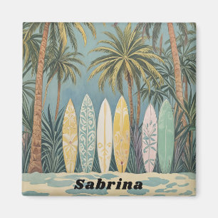 Surf's Up, Pastel Style Personalized Magnet